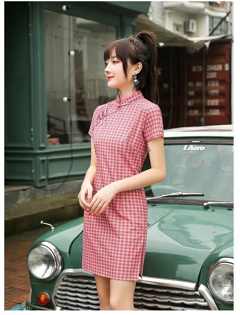 Cheongsam Dress for Women Chinese Dress Mini Party Prom Dress Qipao