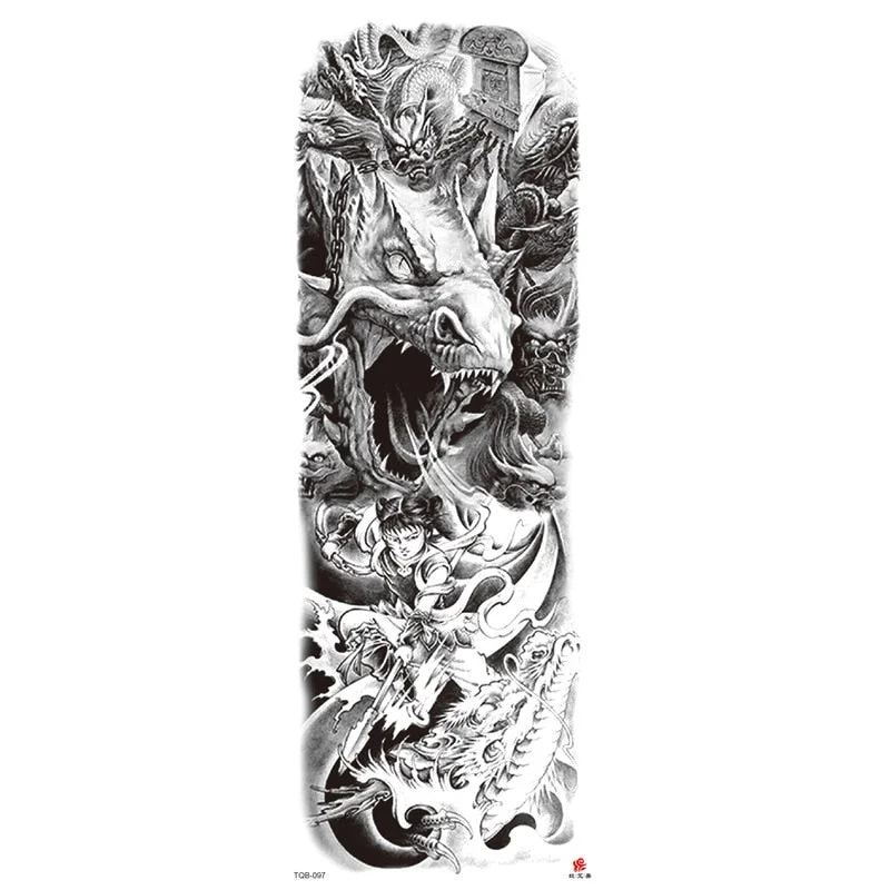 Full Arm Temporary Tattoos Sleeve for Men Women Realistic Fake Tatoo Warrior Lion Mechanical Skull Wolf Rose Tatto Sticker Totem