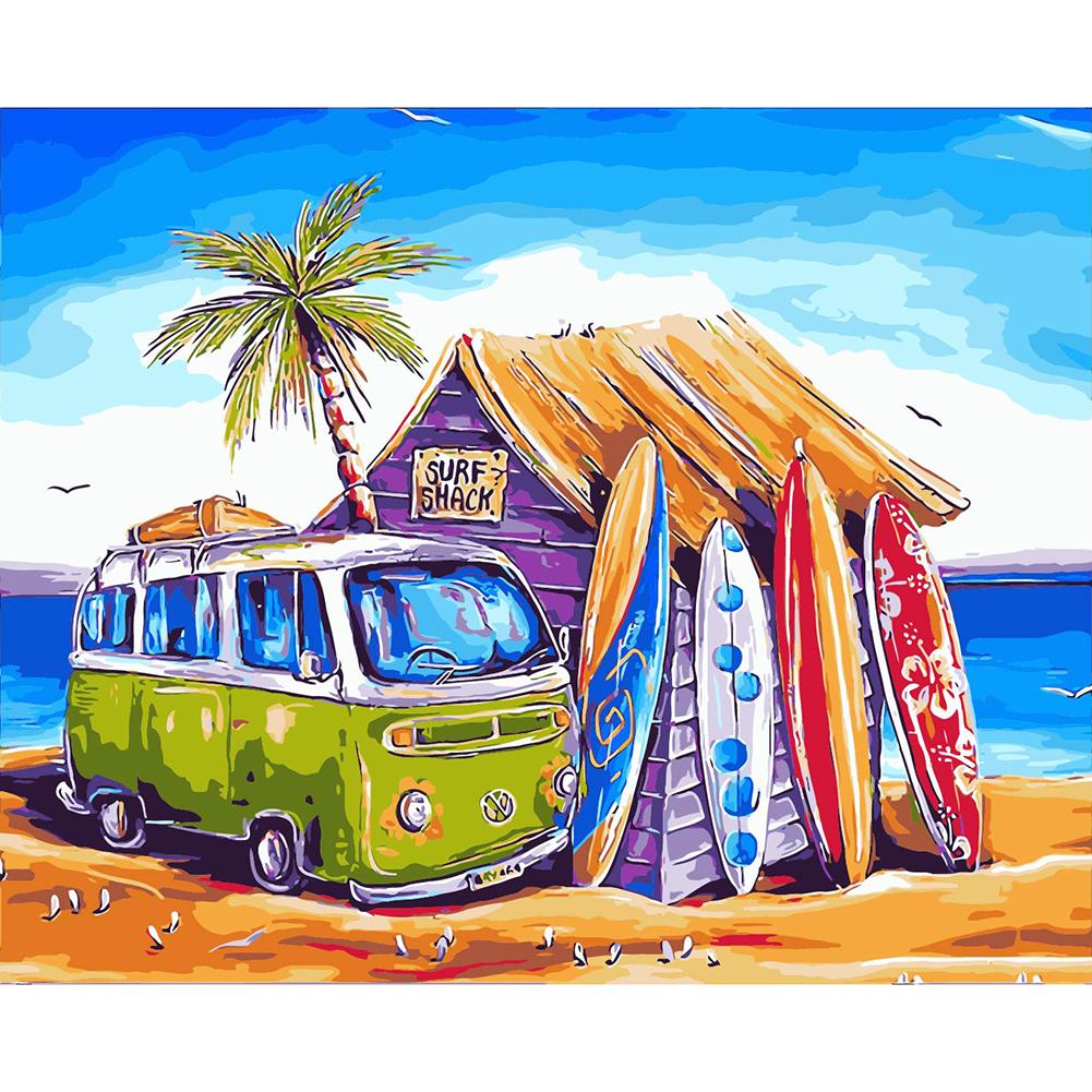 

40*50CM Paint By Numbers-Seaside Vacation Bus, 501 Original