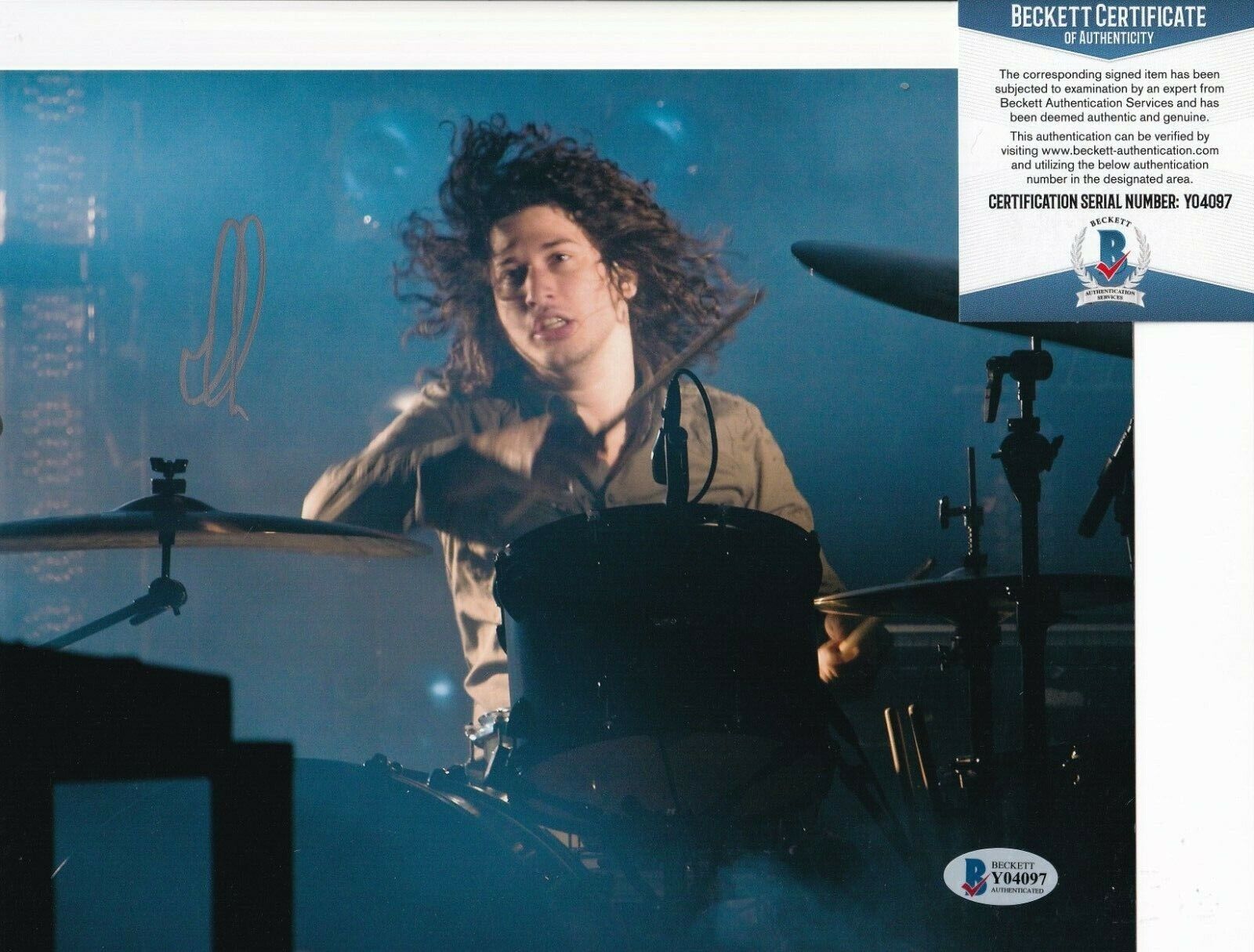 IIAN RUBIN signed (NINE INCH NAILS) DRUMMER 8X10 Photo Poster painting BECKETT BAS Y04097