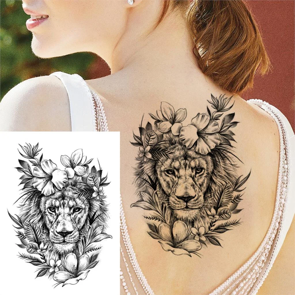 Sexy Flower Temporary Tattoos For Women Body Art Painting Arm Legs Tattoos Sticker Realistic Fake Black Rose Waterproof Tattoos