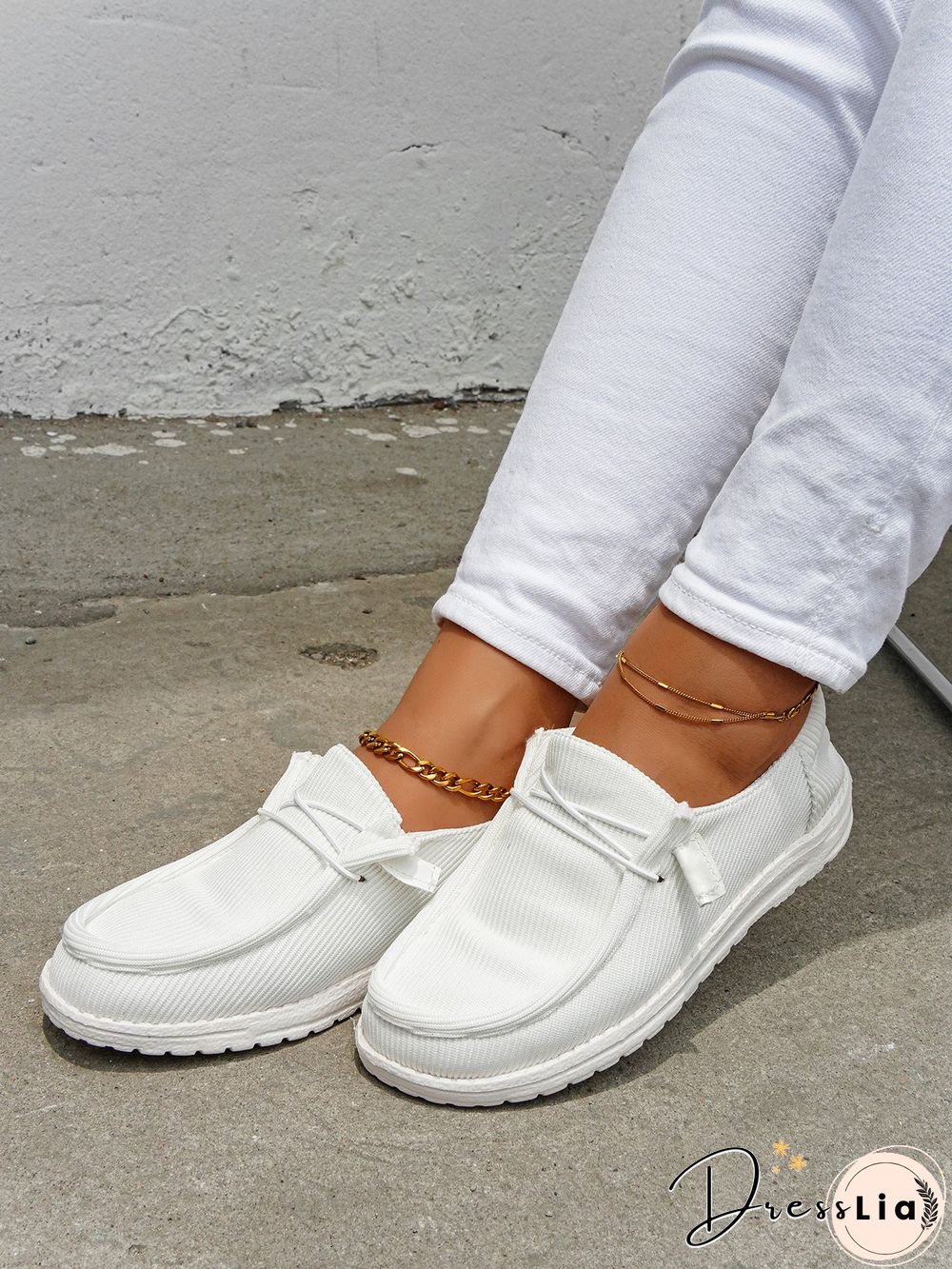 Casual Light Lace Up Flats Canvas Shoes