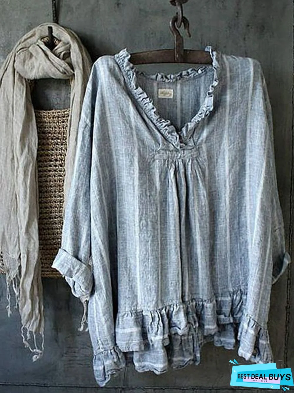 Women Cotton Shift Long Sleeve Top