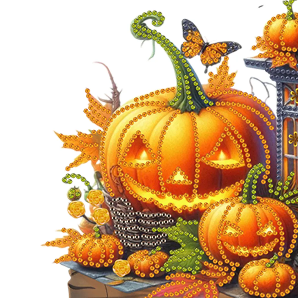DIY Lantern Pumpkin Wooden Special Shape 3 Hooks Diamond Painting Hook Rail