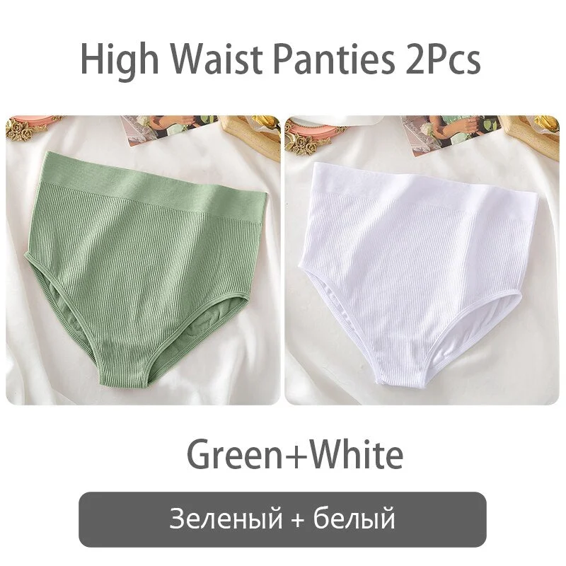 FINETOO Women High Waist Panties 2Pcs/set Seamless Shaper Underpants S-XL Girl Underwear Ladies Control Tummy Panty Lingerie New