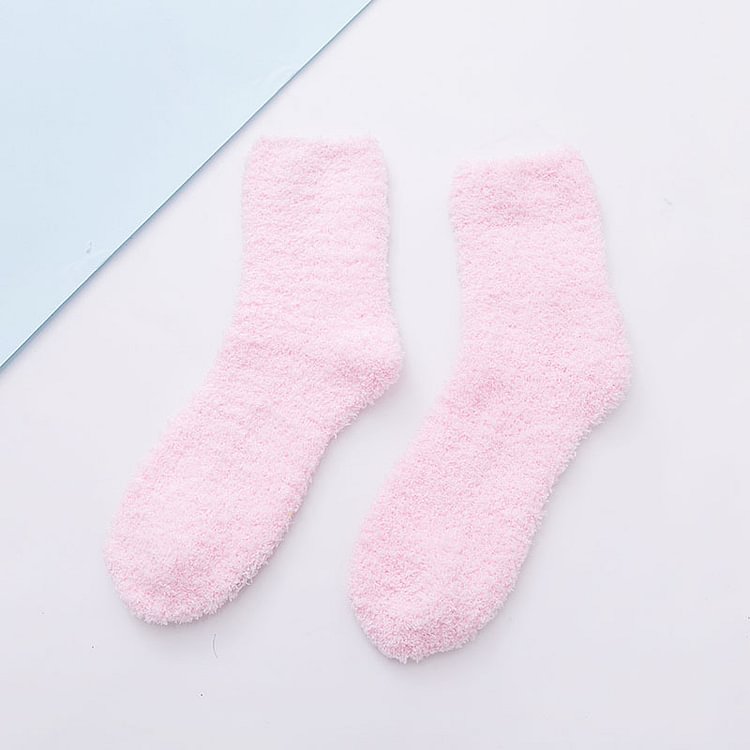 Coral Fleece Ladies Solid Color Comfortable Thick Warm Socks