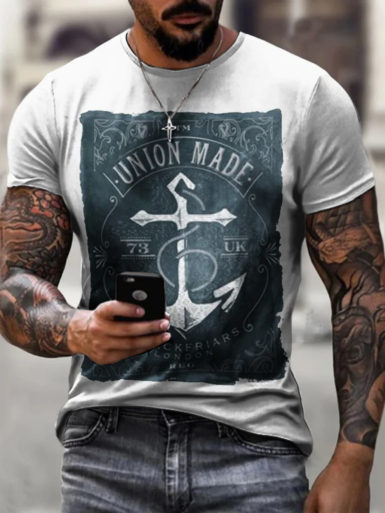 Vintage anchor poster print T-shirt / [viawink] /