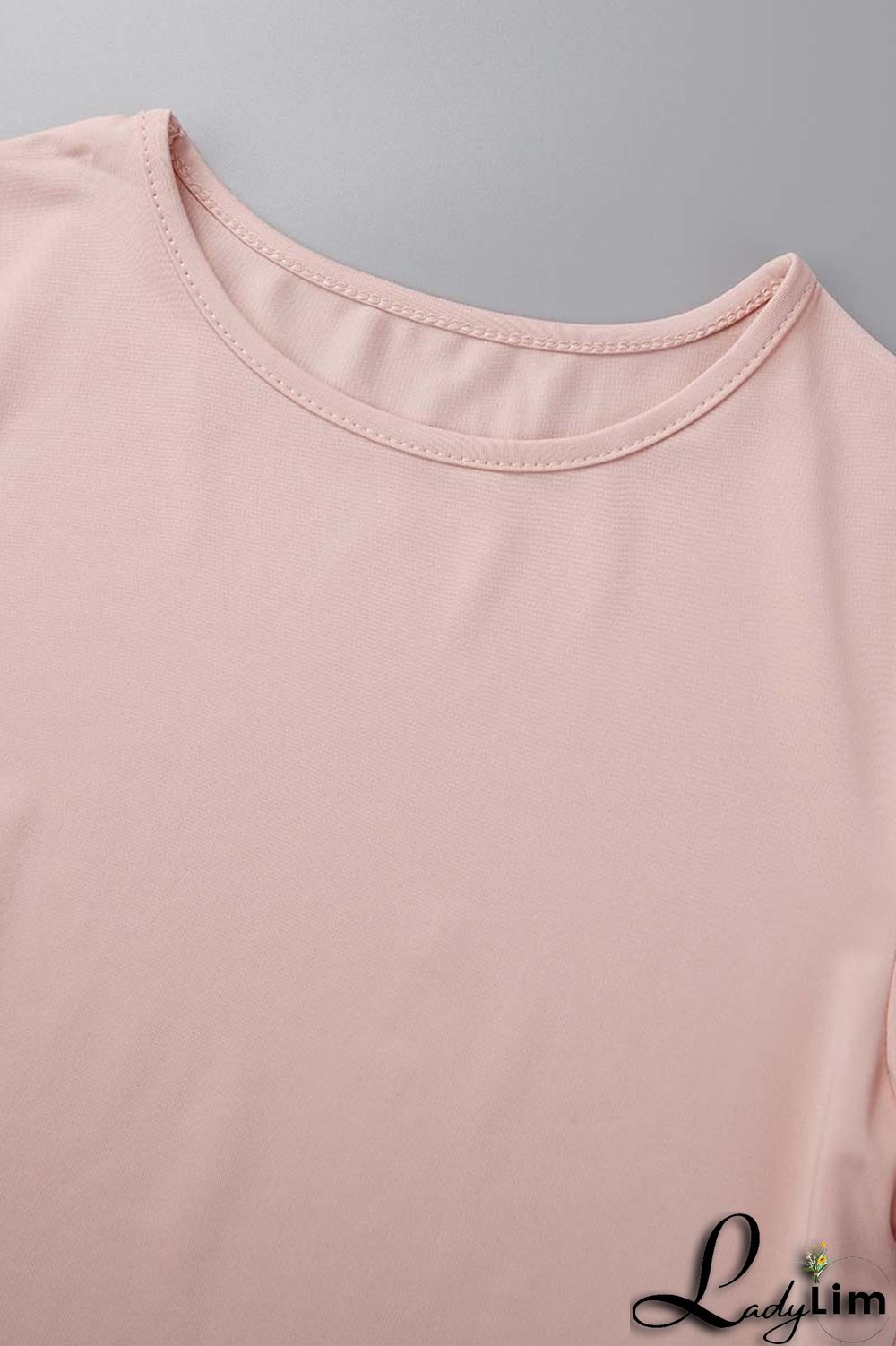 Pink Casual Solid Basic O Neck Short Sleeve Two Pieces
