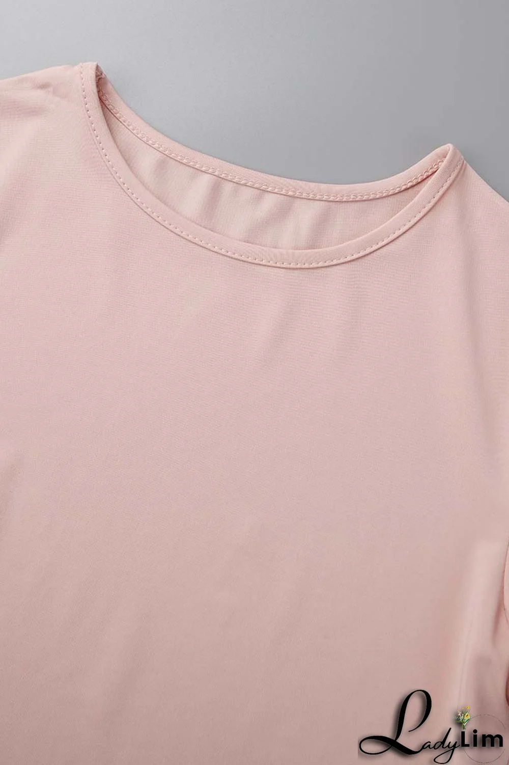 Pink Casual Solid Basic O Neck Short Sleeve Two Pieces