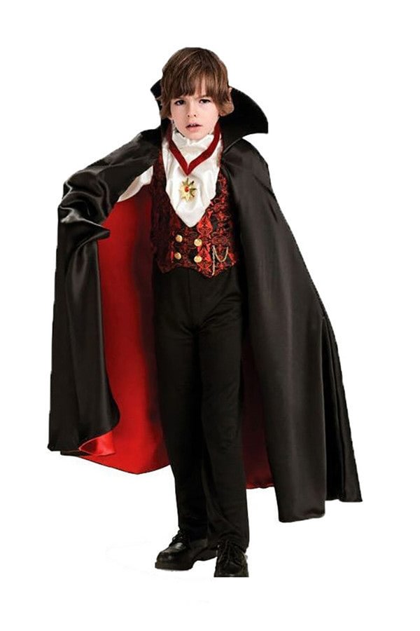 Royal Kids Halloween Cosplay Vampire Prince Costume For Boys Black-elleschic