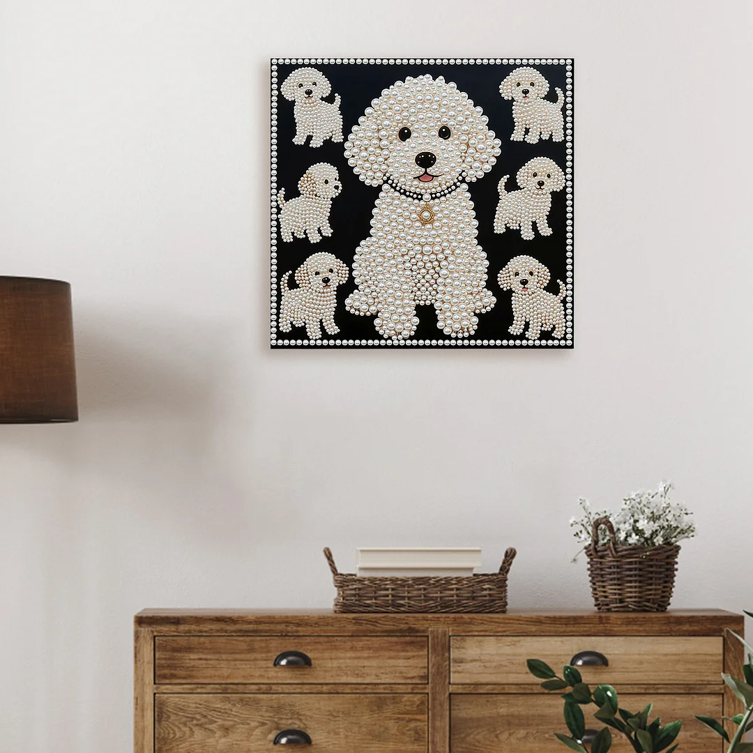 Puppy DIY Pearl Art Diamond Painting With Frame 30x30cm for Adults Home Decor