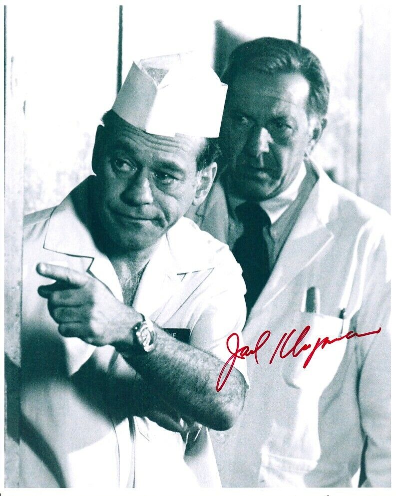 JACK KLUGMAN signed QUINCY ME 8x10 w/ coa CLOSEUP OF TV'S FIRST CSI IN LAB COAT