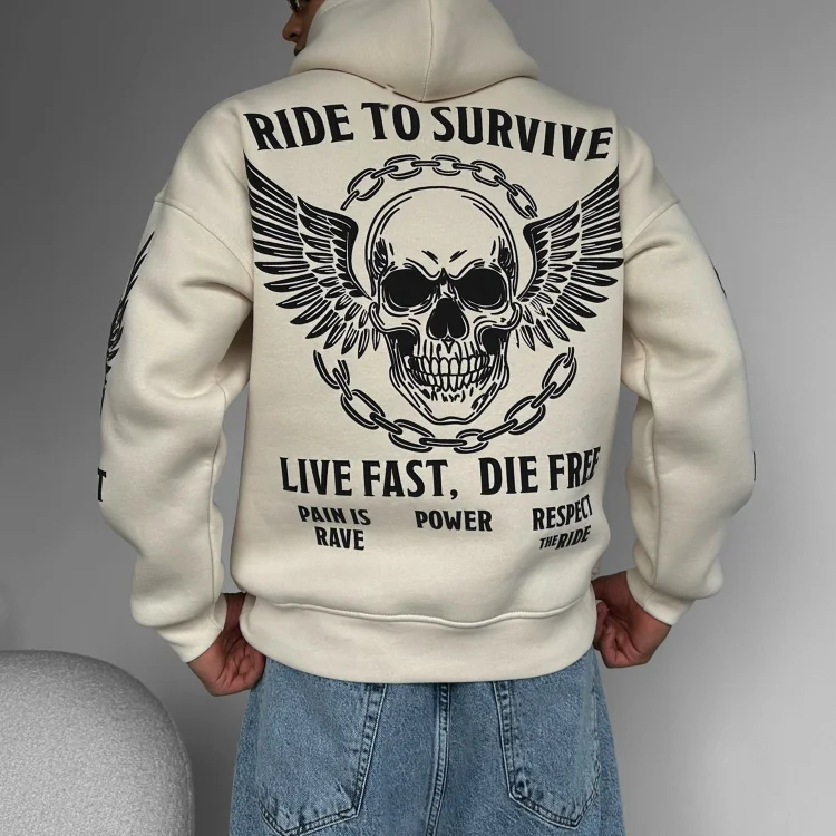 Men's Oversized Skull Print Hoodie