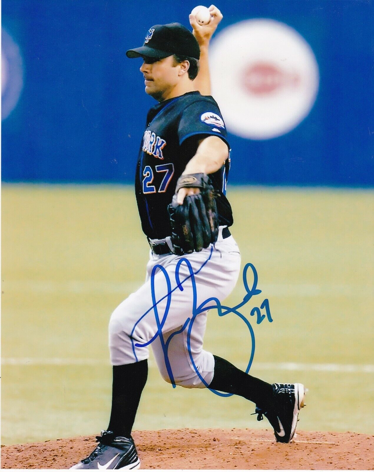 TODD ZEILE NEW YORK METS ACTION SIGNED 8x10