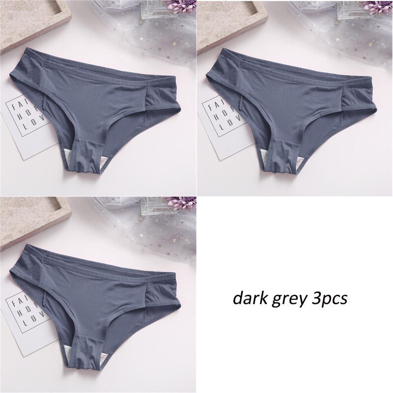 3PCS/Set Lot panties for Women Comfortable Smooth Underwear Soft Intimates Lingerie Girls Briefs Solid Color Fashion Underpants