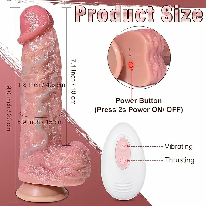 Realistic Huge Dildo Sex Toys - 9" Thrusting Thick Dildos for G Spot Anal Stimulation, Sex Machine Remote Control Vibrator, Adult Toys with 10 Thrusting & 10 Vibration Modes, Fake Penis for Couples