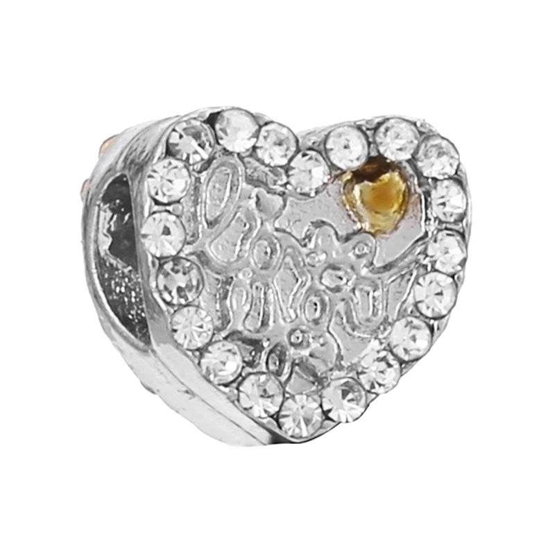 1 PC/Package Metal Rhinestones Plating Inlay Polished Pendant Beads