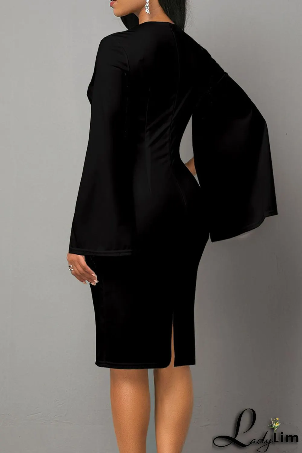 Black Casual Elegant Print Patchwork O Neck One Step Skirt Dresses