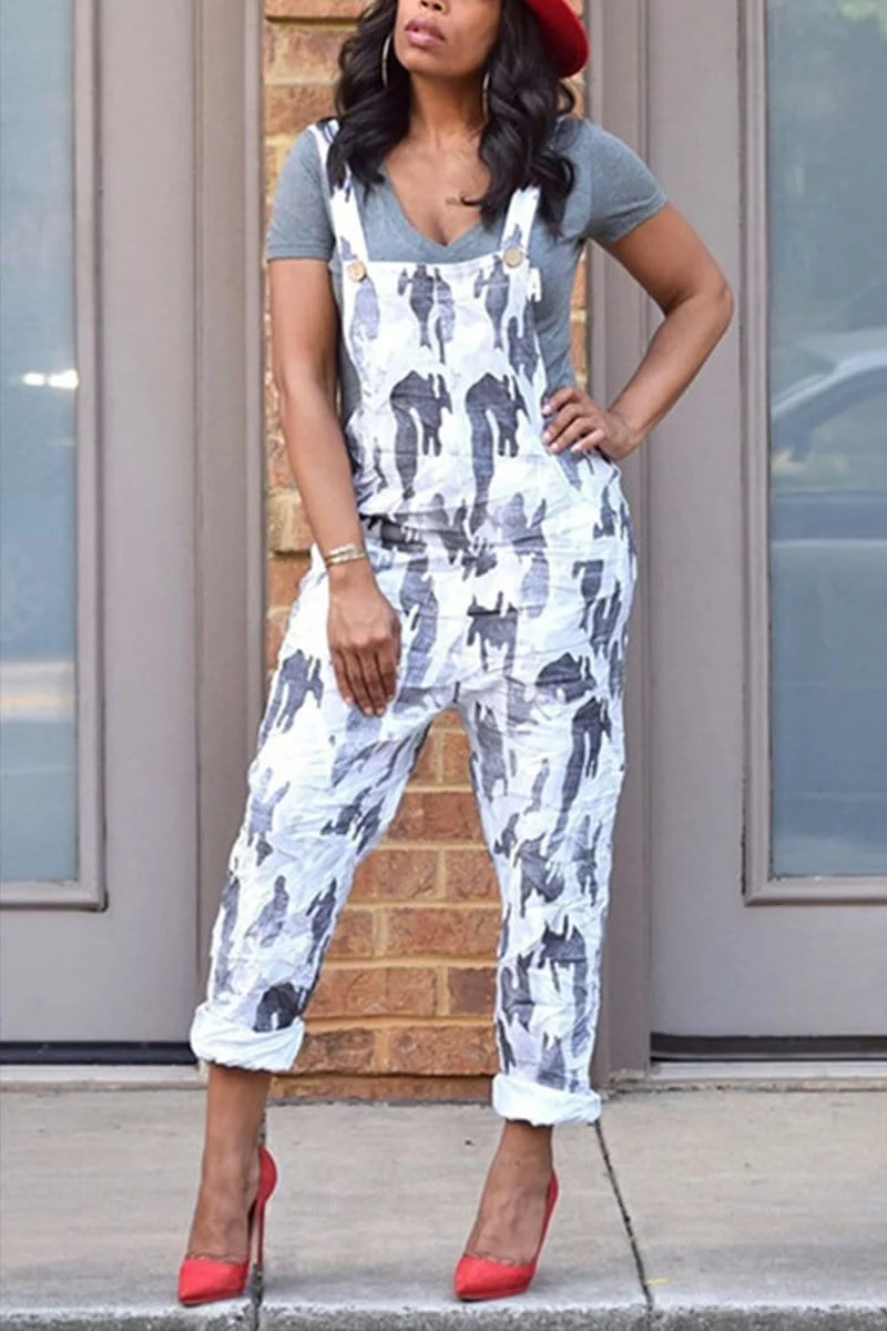 Fashion Casual Printing Strap Jumpsuit
