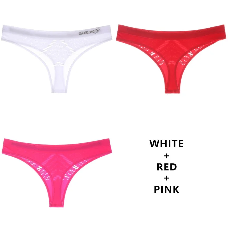 Meet'r 3Pcs/Lot Hollow Out Lingerie Europe Seamless Sexy Panties Women Temptation Underwear Mid-waist G String Drop Shipping