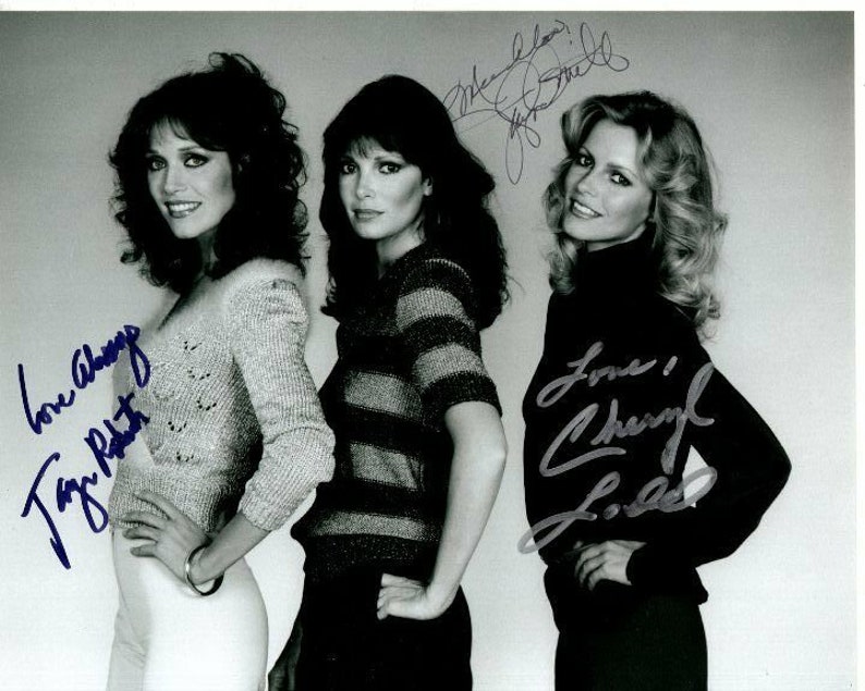 Tanya roberts jaclyn smith and cheryl ladd signed charlies angels Photo Poster painting rare!