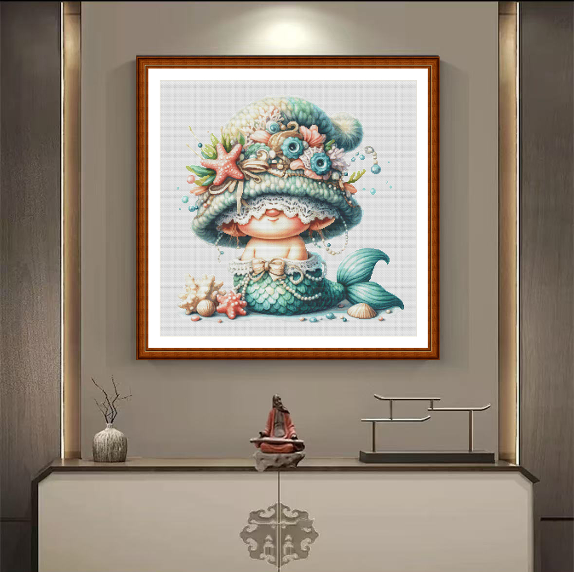 1set DIY Printed Cross Stitch Kit, 【ZZ4963- Mermaid Dwarf】chinese cross stitch Painting Fairy Cross Stitch