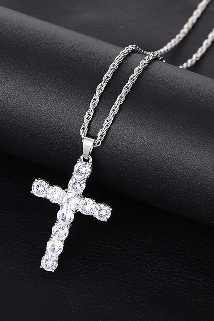 Tiboyz Zircon Cross Pendant Necklace
