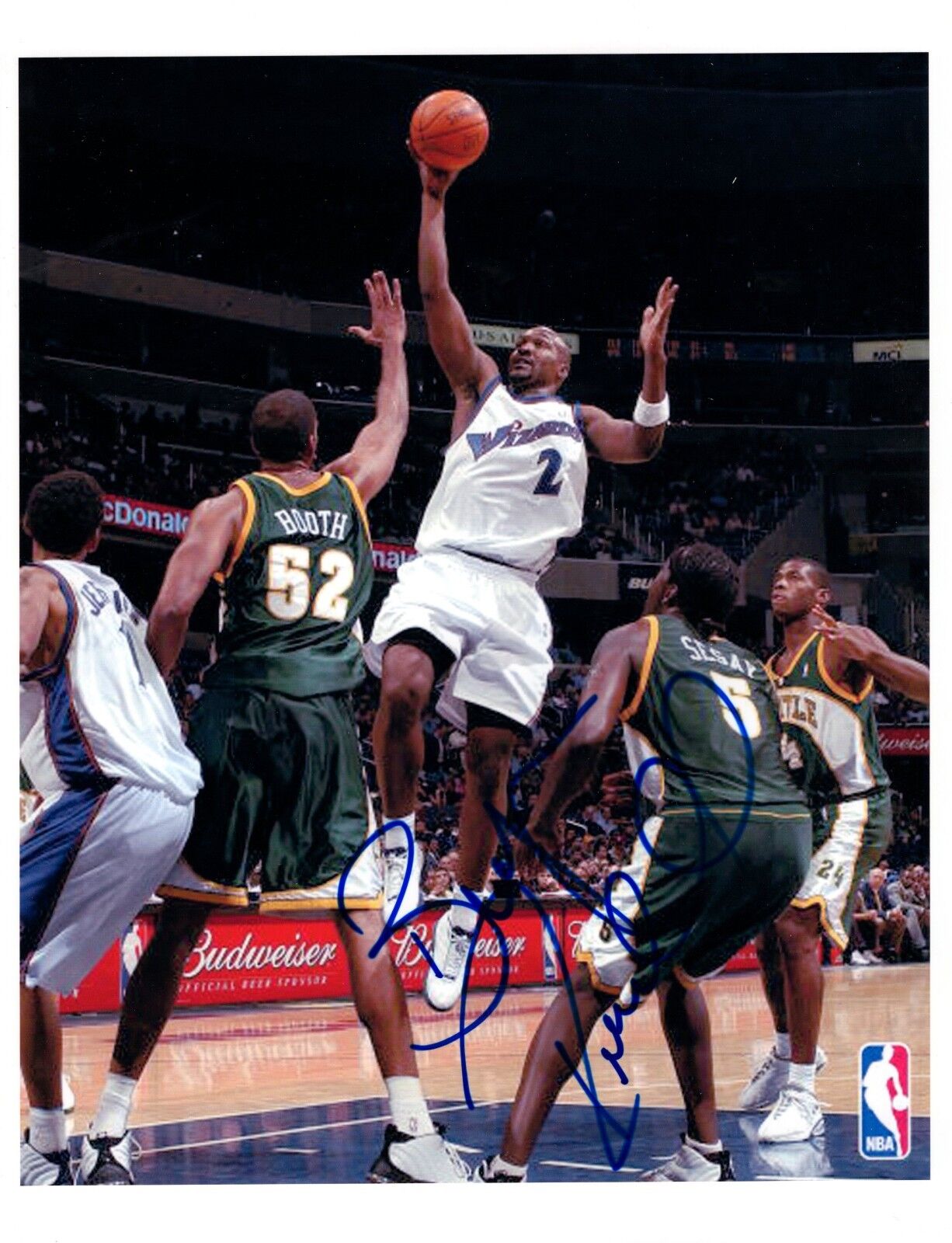 Bryon Russell NBA Washington Wizards Hand Signed Autograph 8x10 Photo Poster painting