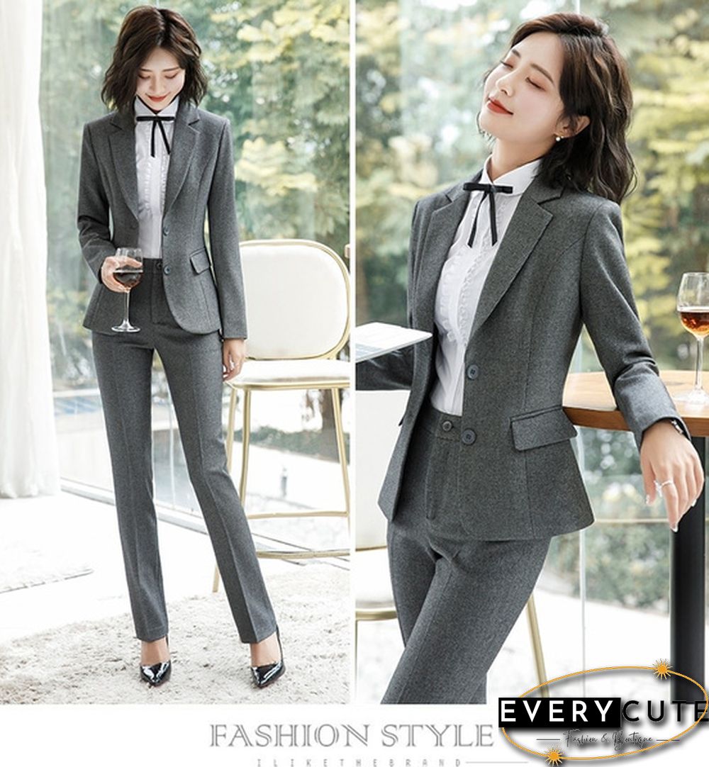 S-4Xl New Fashion 2 Piece Set Women Pantsuits Slim Work Wear Office Ladies Long Sleeve Blazer And Pants Outfits Pant Suits