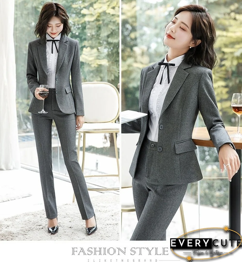 S-4Xl New Fashion 2 Piece Set Women Pantsuits Slim Work Wear Office Ladies Long Sleeve Blazer And Pants Outfits Pant Suits