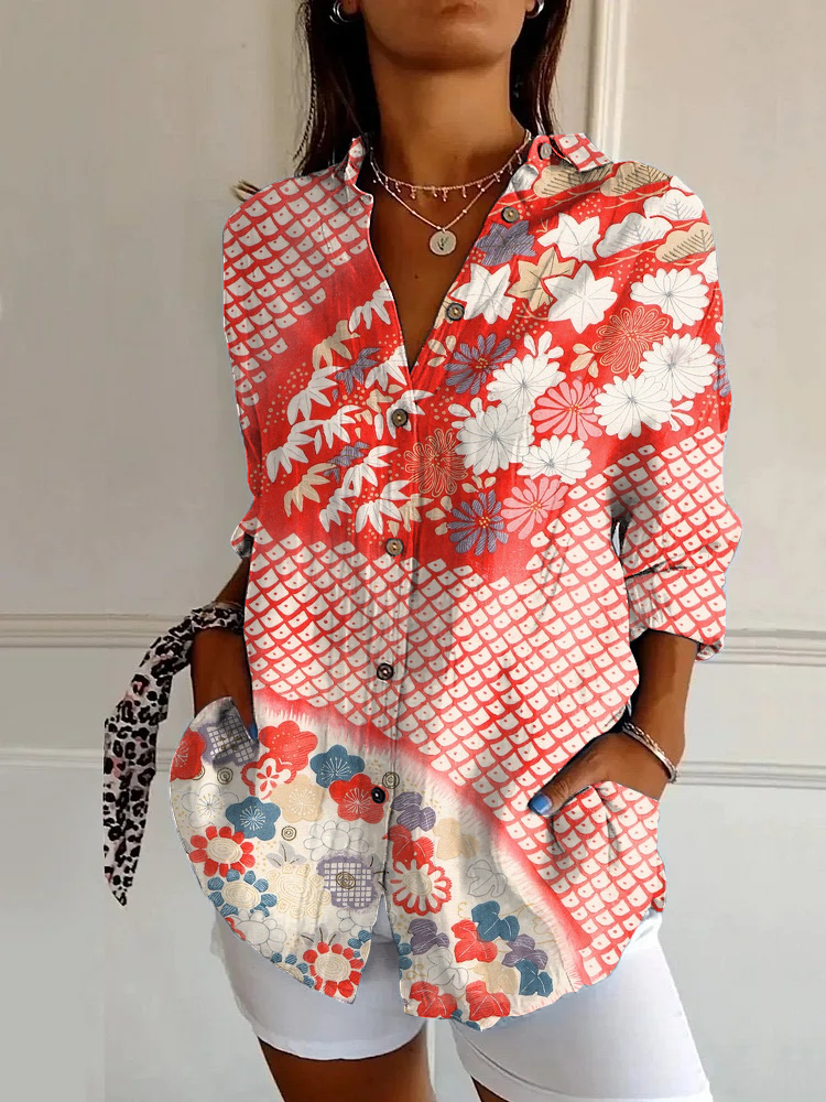 Classic Floral Casual Long Sleeve Shirt