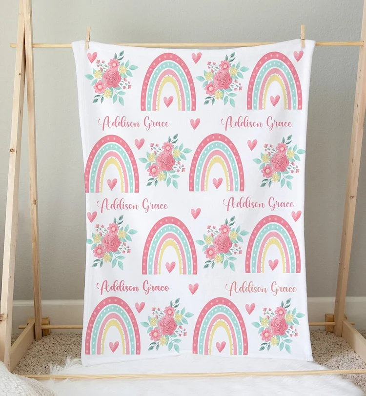 Personalized Rainbow Baby Gir Swaddle Newborn Swaddle Blanket Set|Set11
