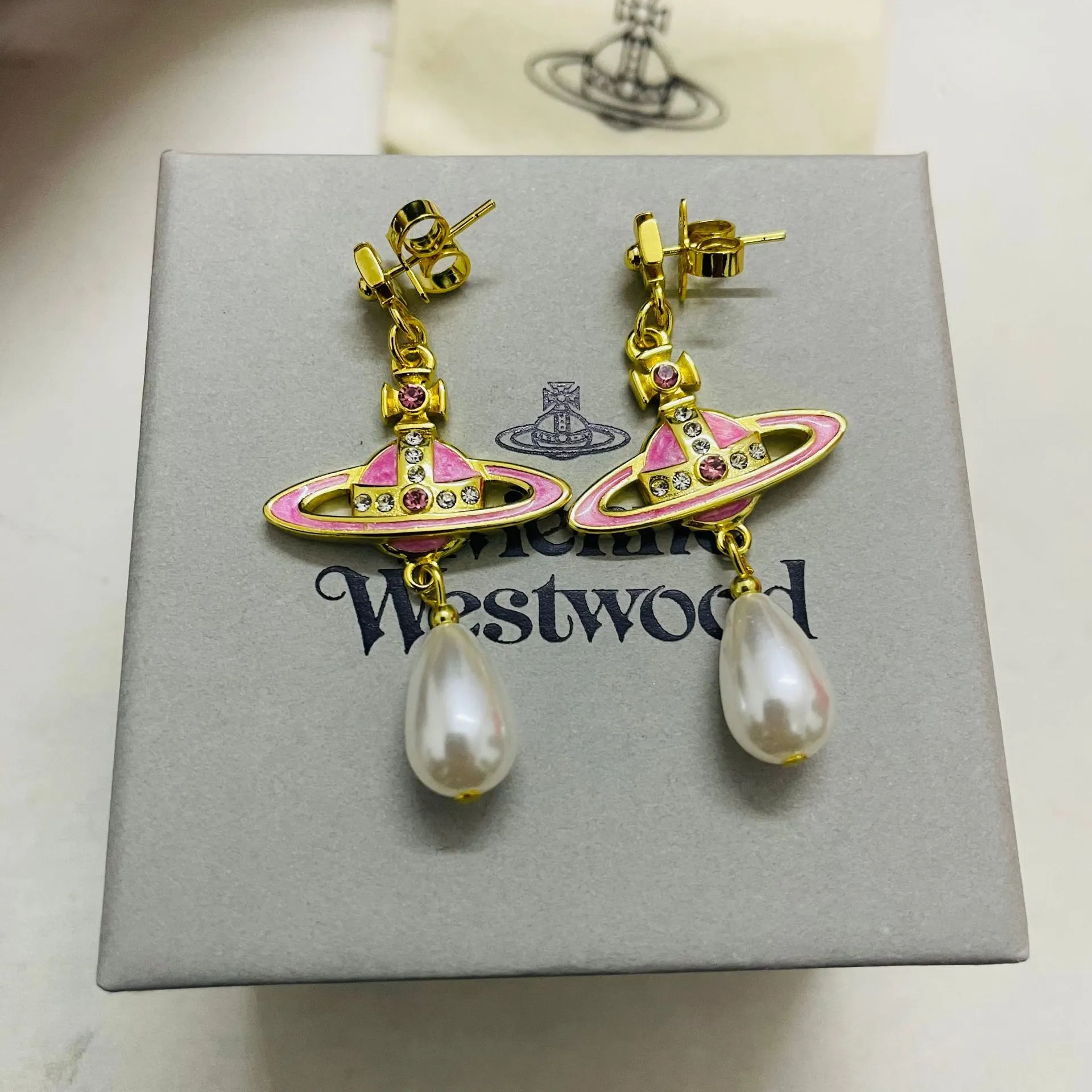Vivienne Westwood Vintage Pink and Purple Saturn Earrings