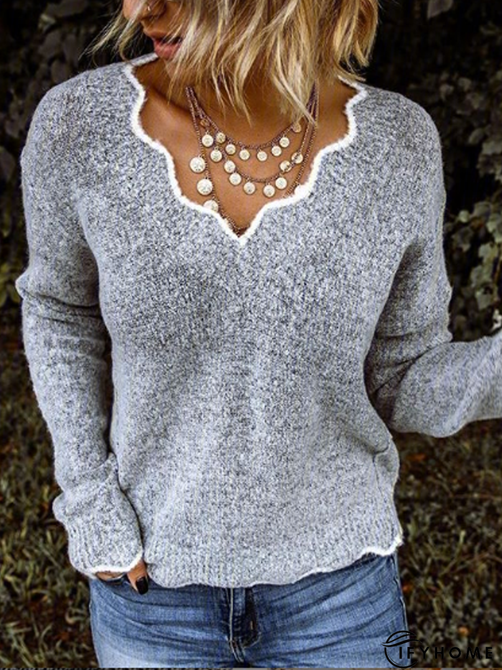 Solid Loose Fit Women Pullover Wool Knit Sweater | IFYHOME