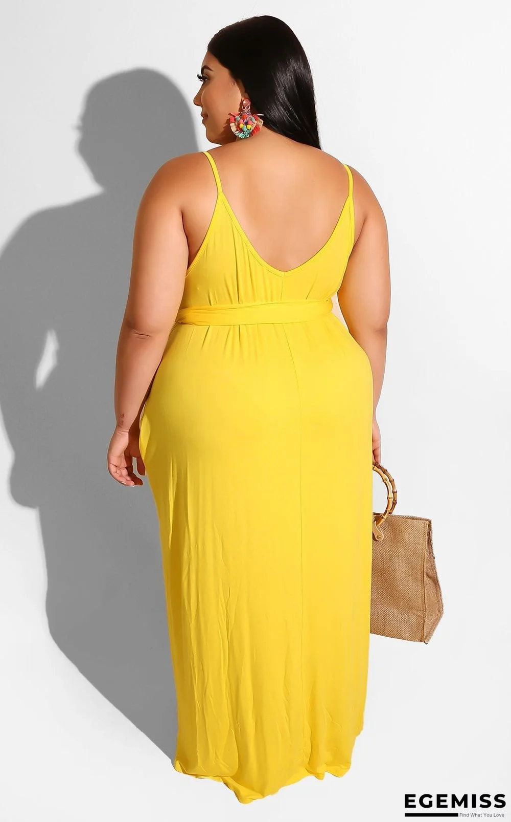 Casual Solid-colored Sling Dress Large Size Women's Wear Black Dresses | EGEMISS