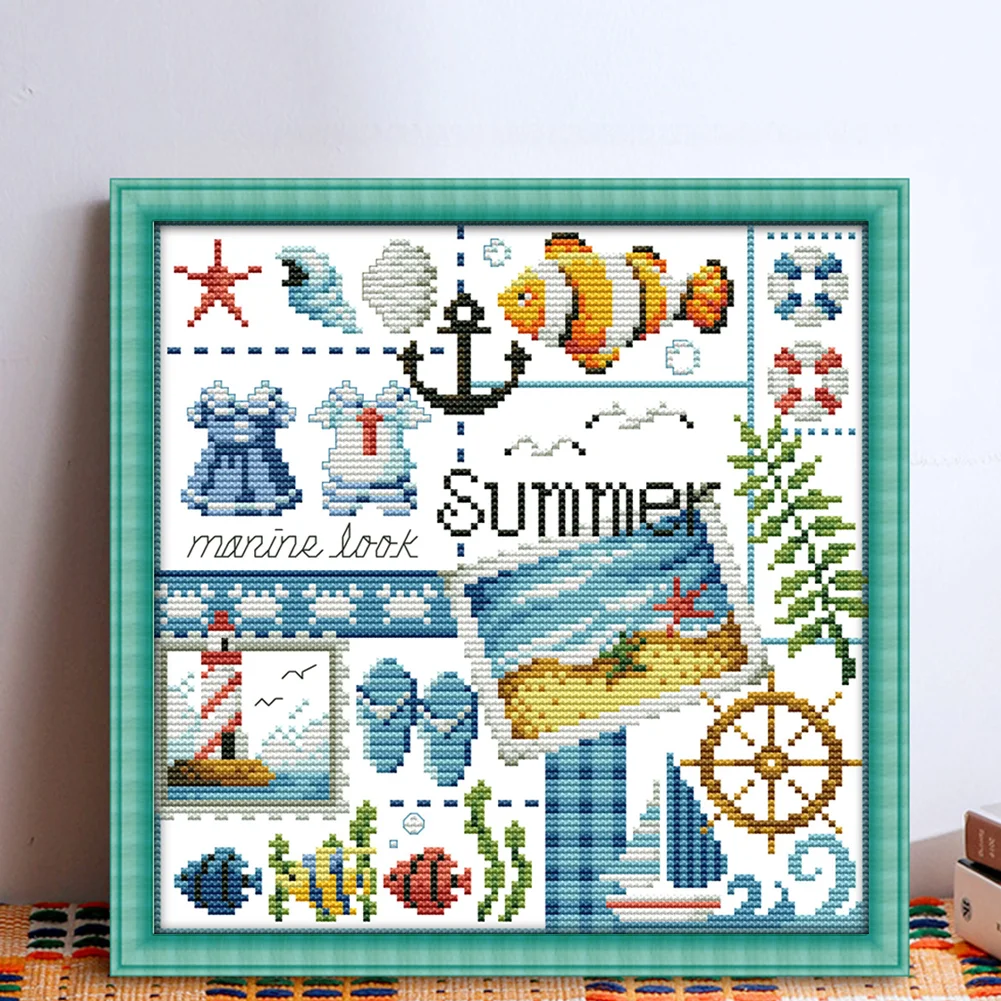 DIY Stamped Cross Stitch 16CT Partial Embroidery 24*23cm - Four Seasons Of Summer