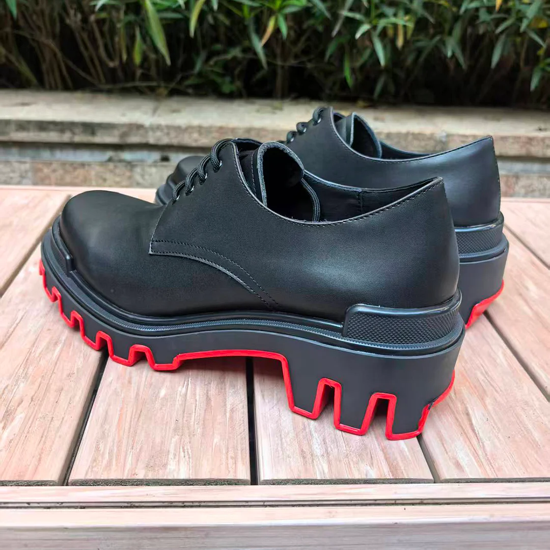 Merumote 30mm Gentleman's Oxford Shoes Wavy Red bottom Classic Formal Shoes-MERUMOTE