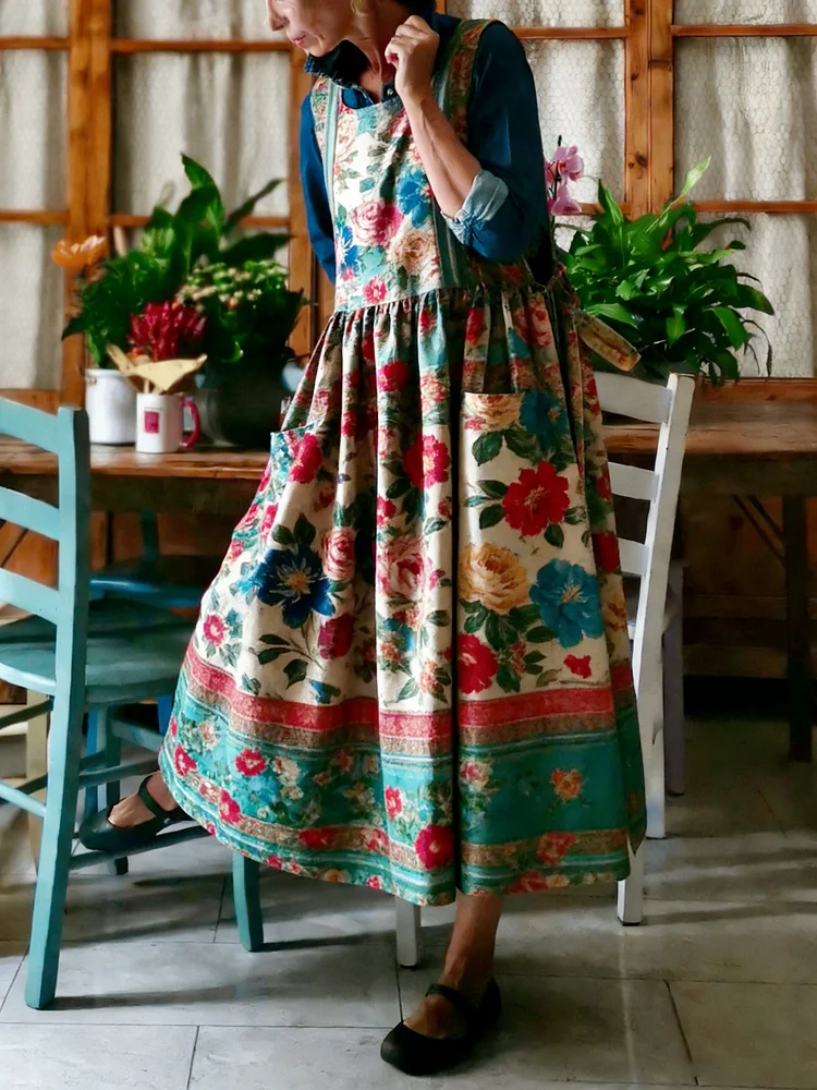 Floral Print Apron