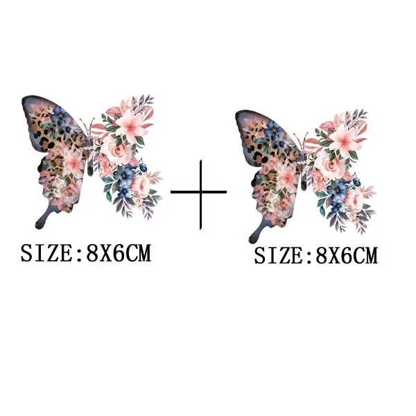 Colorful Butterfly Iron On Transfer For Clothing A-level Washable Thermal Sticker Beautiful Flower Patches On Clothes Decoration