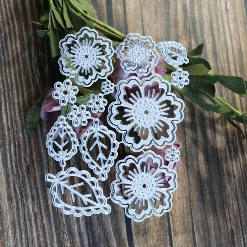 Flowers and Leaves Set Metal Cutting Dies Stencil 2021 New Die Cut for Scrapbooking Paper Card Making