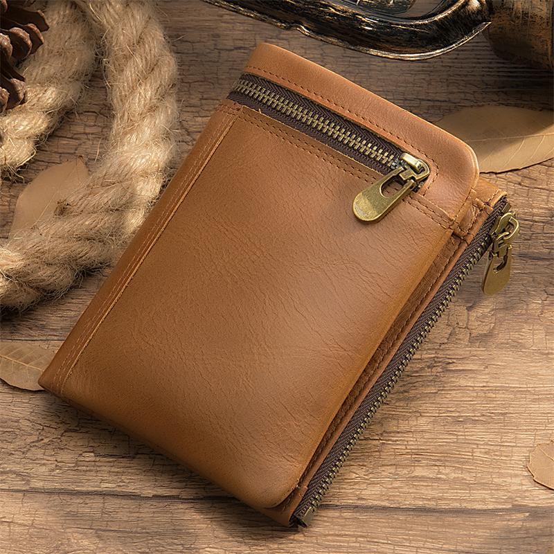Fashion Leather Zipper Solid Color Buckle Wallet