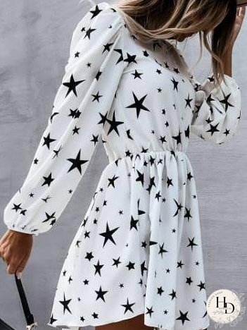 Dresses Star Print Long Sleeve Mini Dress for Women
