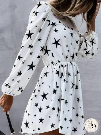 Dresses Star Print Long Sleeve Mini Dress for Women