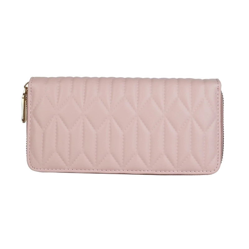 Women’s Stripe Lingge Pu Leather Zipper Wallets