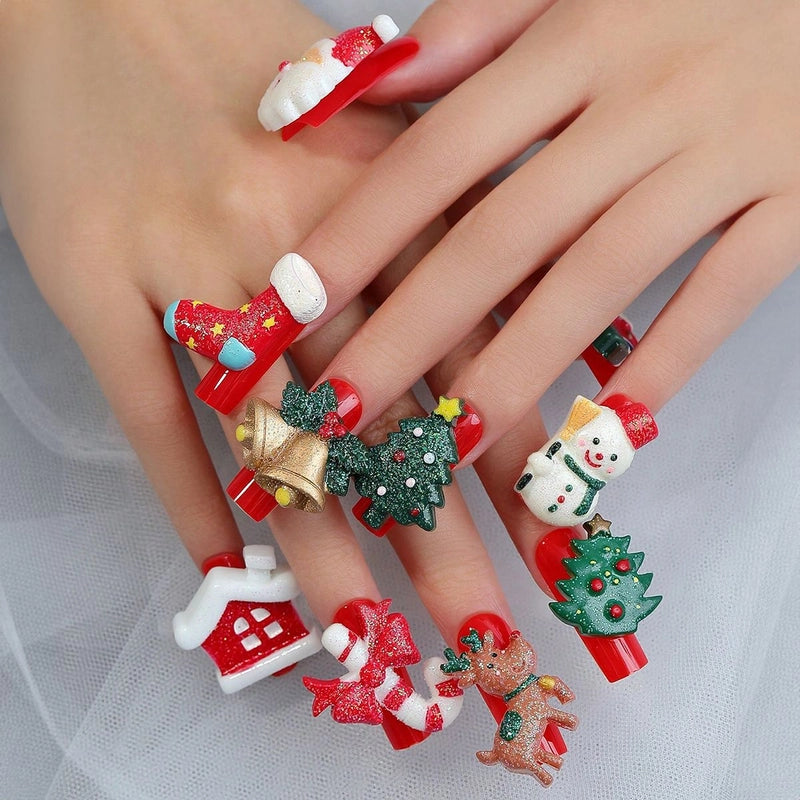 Sweet Animal Heart Shape Flower ABS Press-on Nails 1 Set