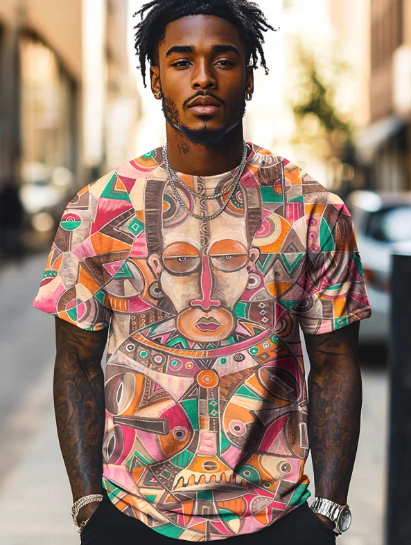 Men's African Art Party Vibe Print T-Shirt