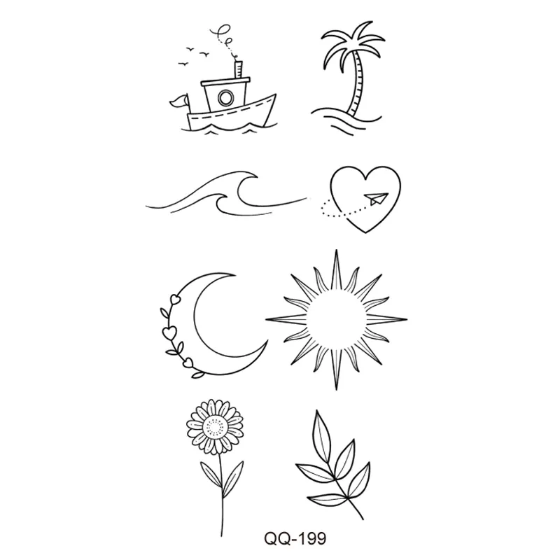 Sdrawing Rose Temporary Tattoo Sticker Flower Feather Elephant Body Clavicle Ankle Legs Arm Art Fake Tatto Party Bikini Tatoos