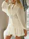 Fashion Chiffon Lantern Sleeve Falbala A-Line Simple Mini Dress