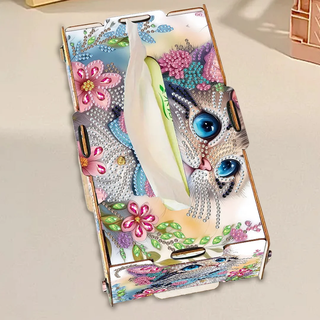 Wooden Diamond Painting Tissue Box for Home and Office Decoration(CZH014)