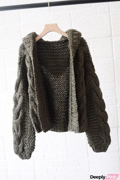 Knit Loose Hoodie Cardigan